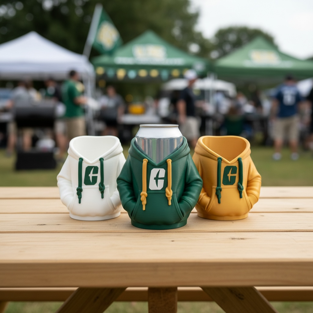 Officially Licensed UNC Charlotte 3D-Printed Hoodie Can Holder Koozie | “All-In-C” Logo | Niners Tailgate Accessory | Unique Desk Organizer
