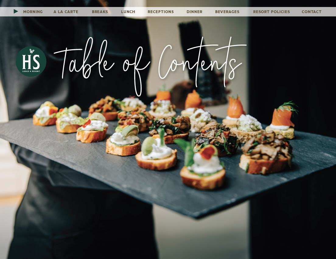 Print & Interactive: Dollywood HeartSong Resort & Spa Catering Menu