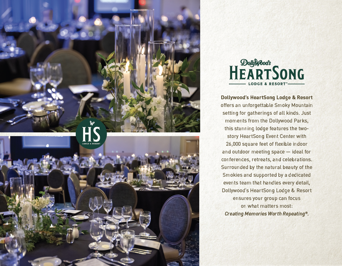 Print & Interactive: Dollywood HeartSong Resort & Spa Catering Menu