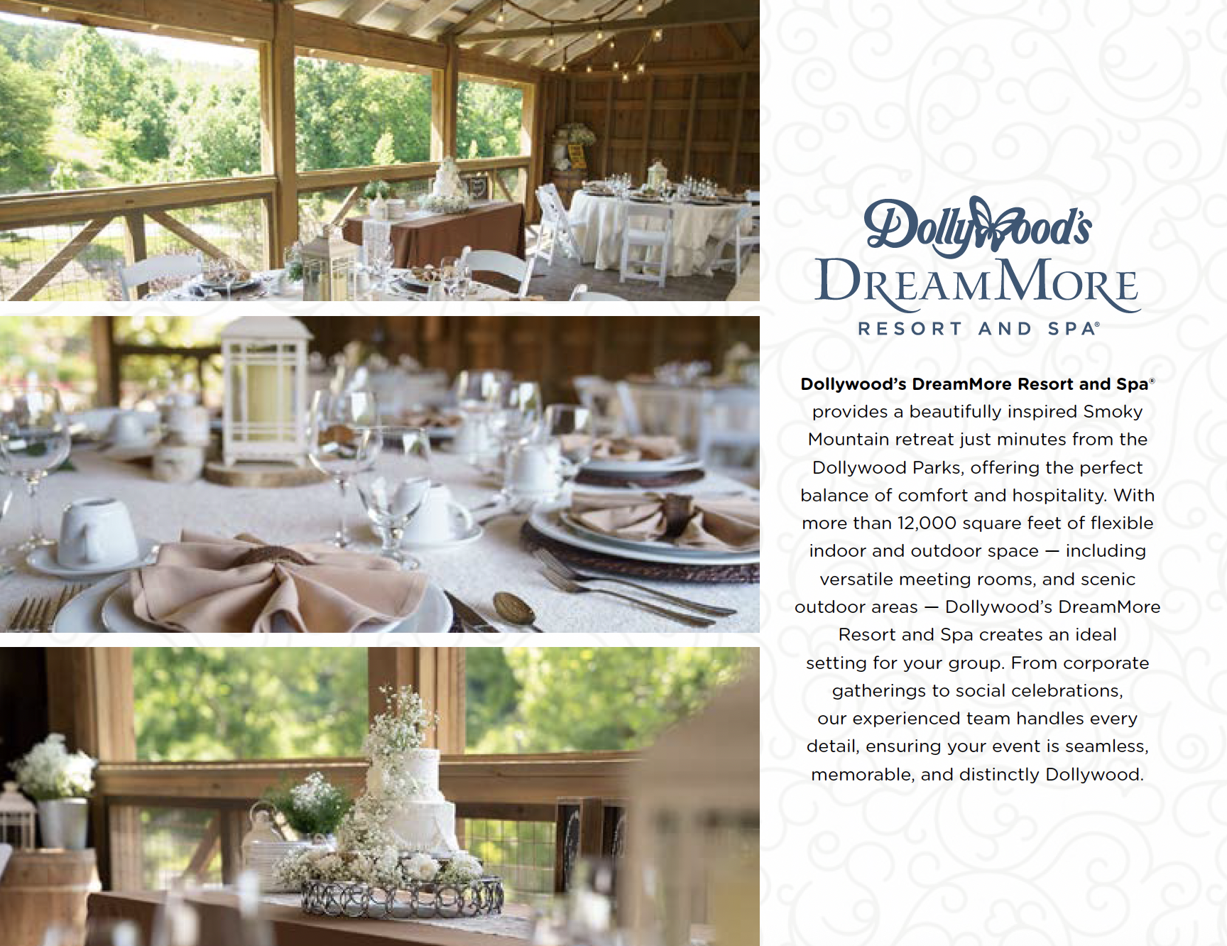 Print & Interactive: Dollywood DreamMore Resort & Spa Catering Menu