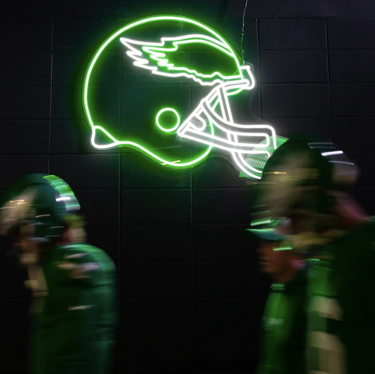 eagles helmet neon with players