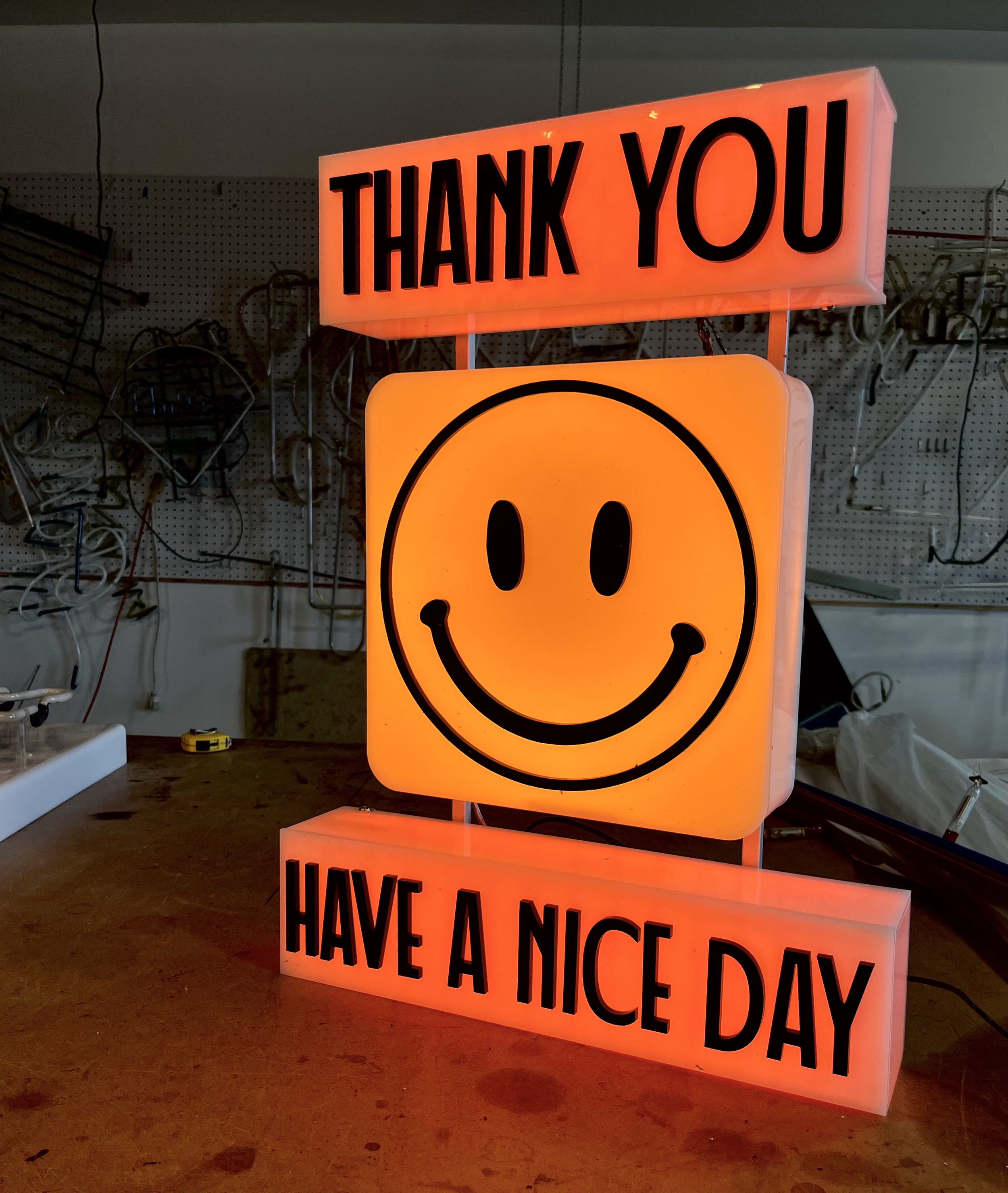 3 tier Lightbox with smiley face sign