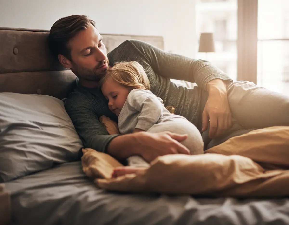 A father holding his daughter as he navigates healing after grief to find hope after loss.