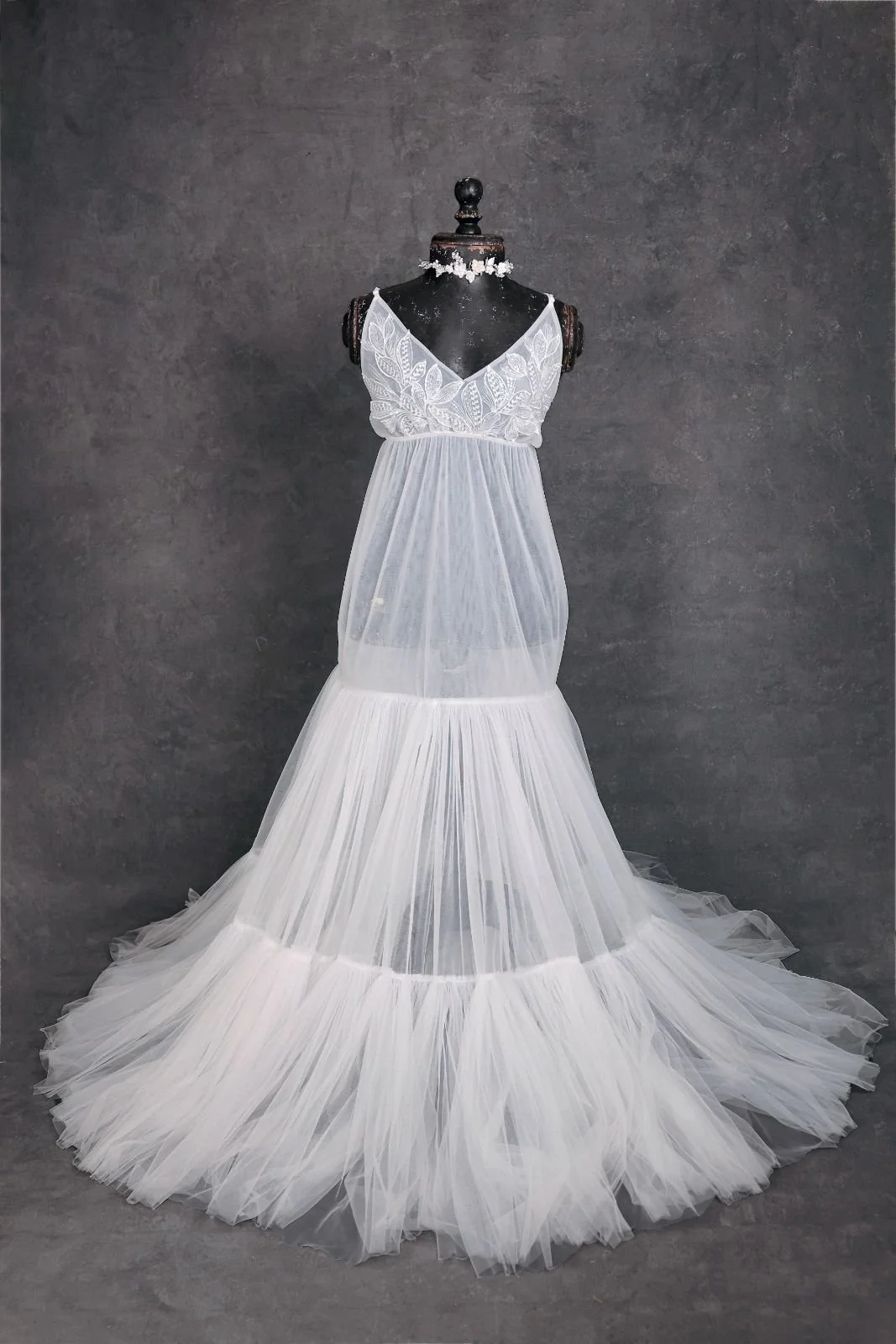 KH fashion house gown, showing just strappy dress without long sleeves attached