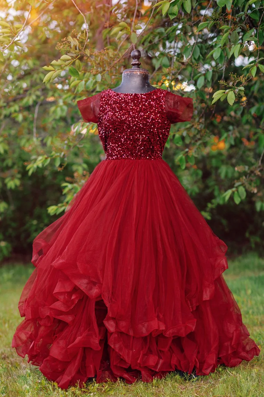 Red Sequin Gown with Puffy Skirt (S-M)  Dress for Rent in Calgary