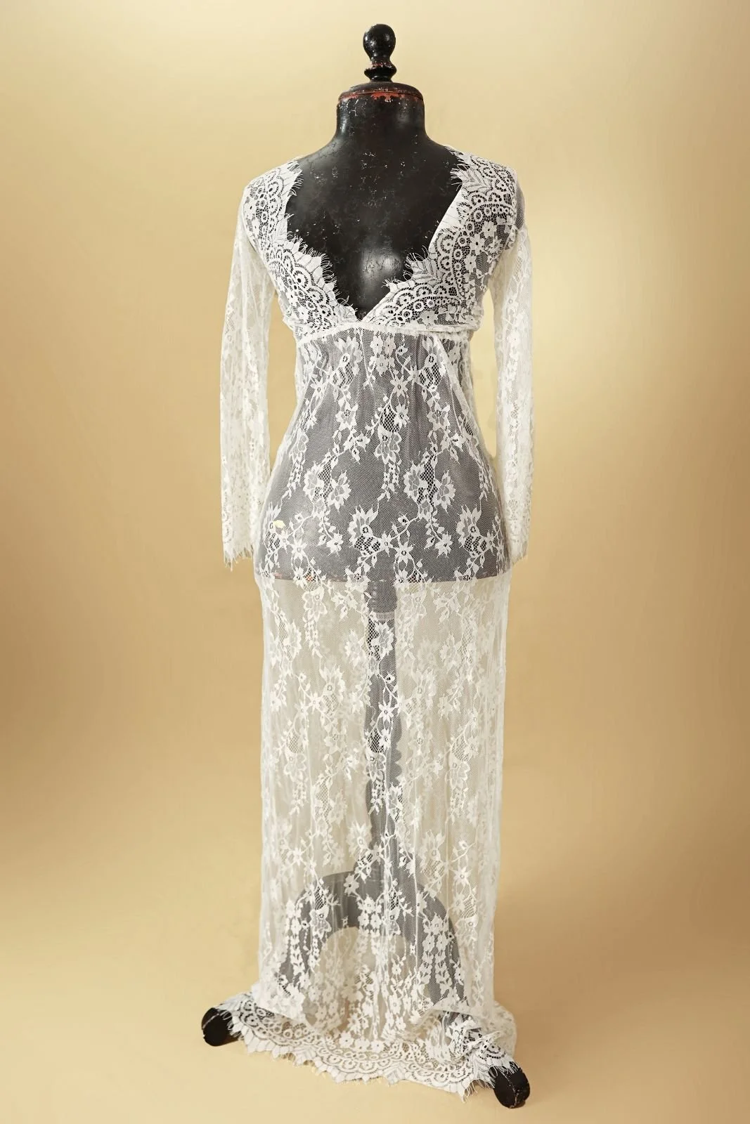 Sheer White Lace Boho Embroidery Dress (S-M)