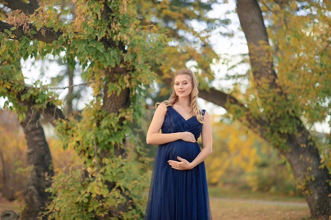 Navy Blue Tulle Open Back Gown (XS-S)