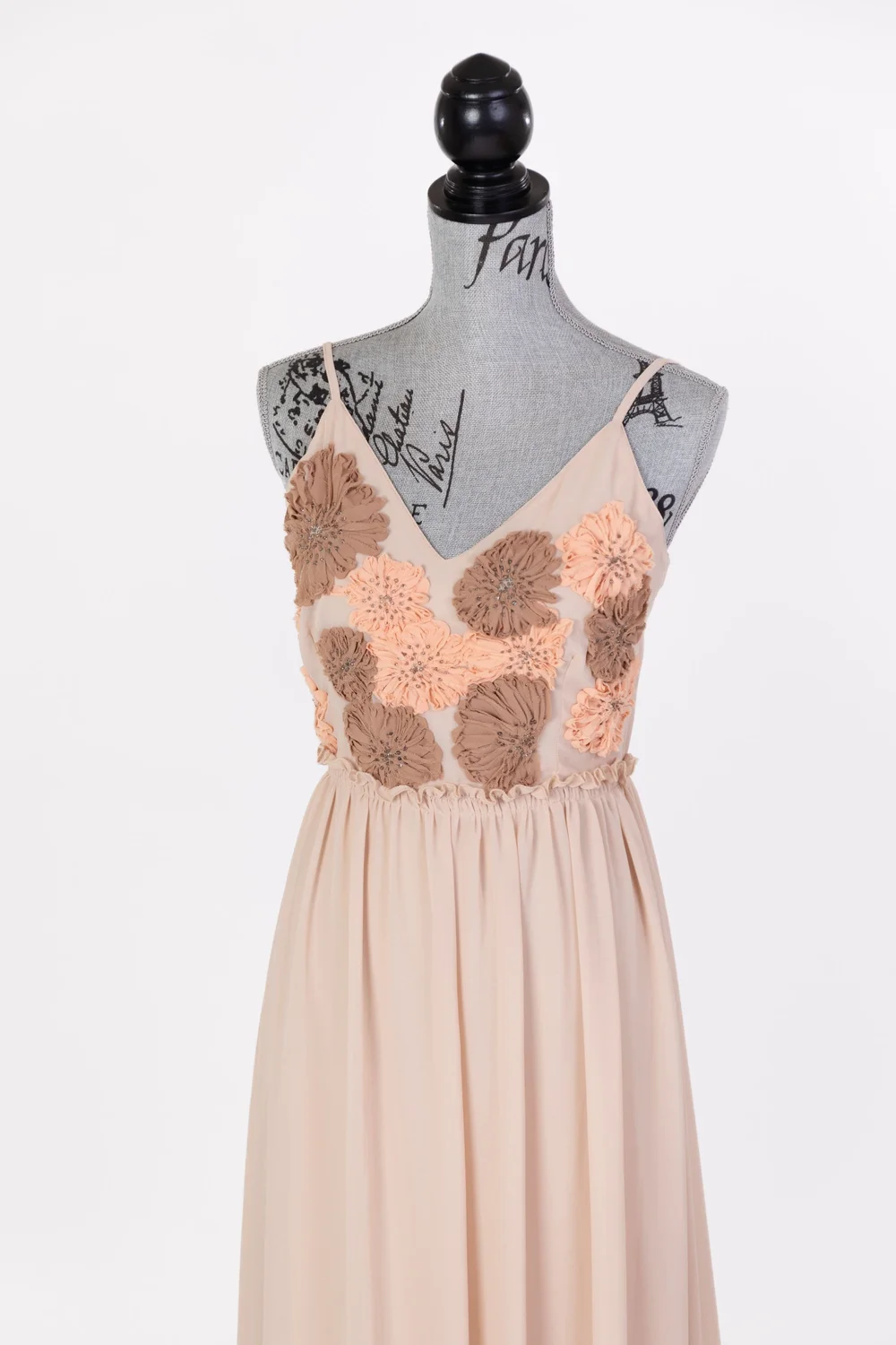 beige silk midi dress Womens Silk Midi Dress Draped V-Neck Cinched Waist Long Silk Dress main image 1