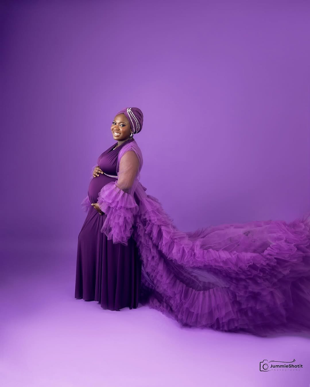 Royal Purple Dress with Fluffy Tulle Robe (S-XL)