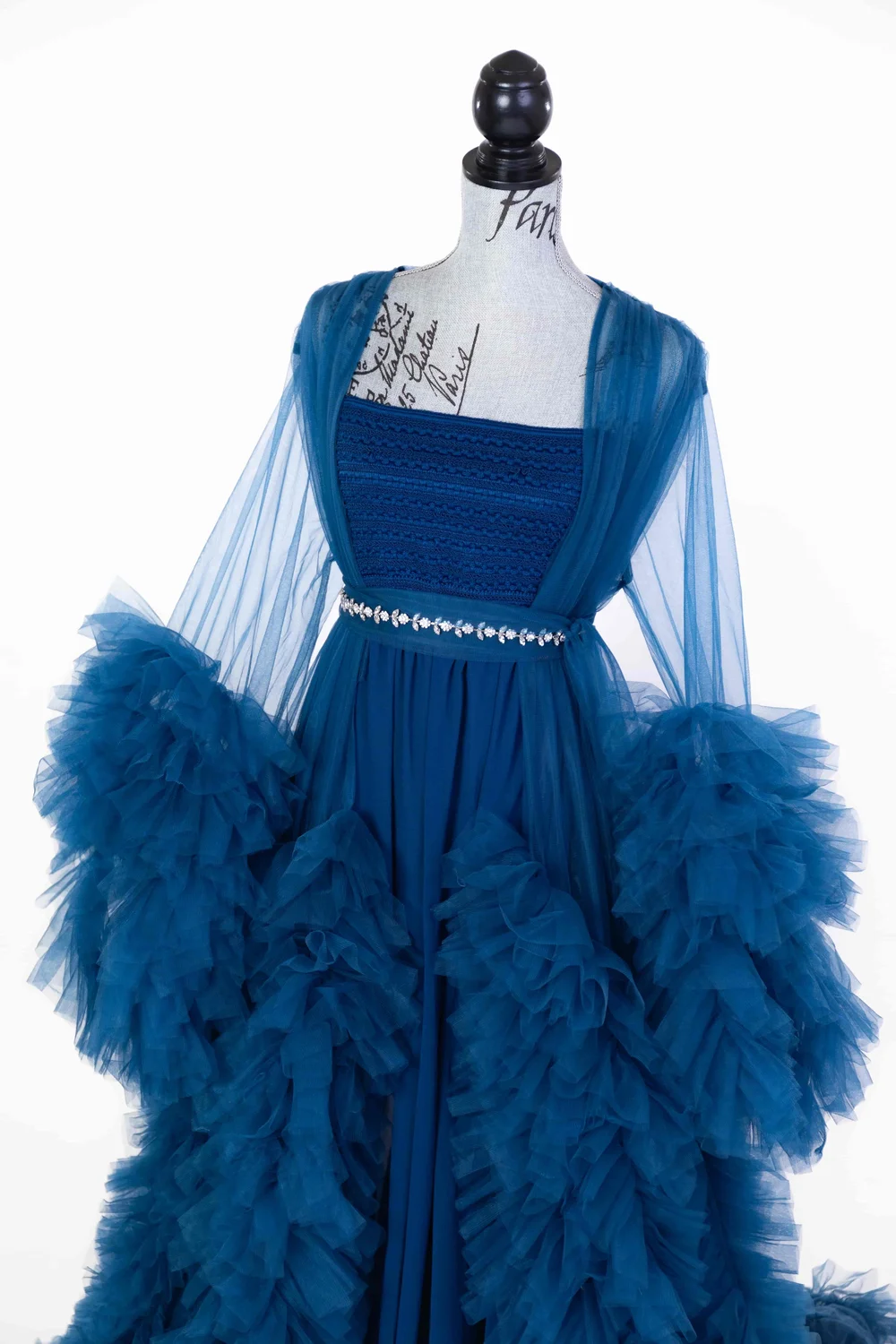 Serene Sapphire Blue Combo Gown with Puffy Tulle (XS-M) — Dress