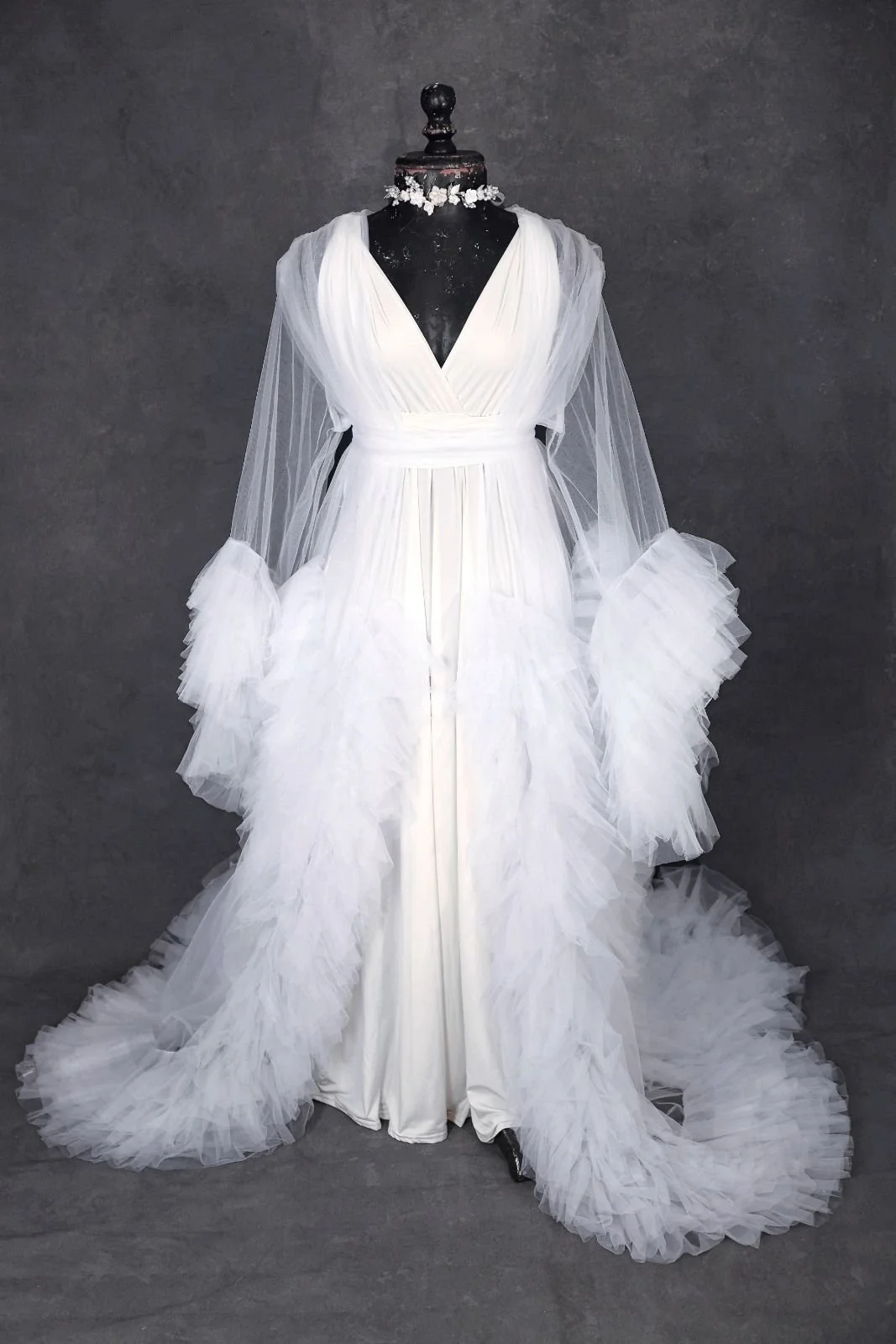 White Infinity Dress with Ivory Robe (XS-XL)