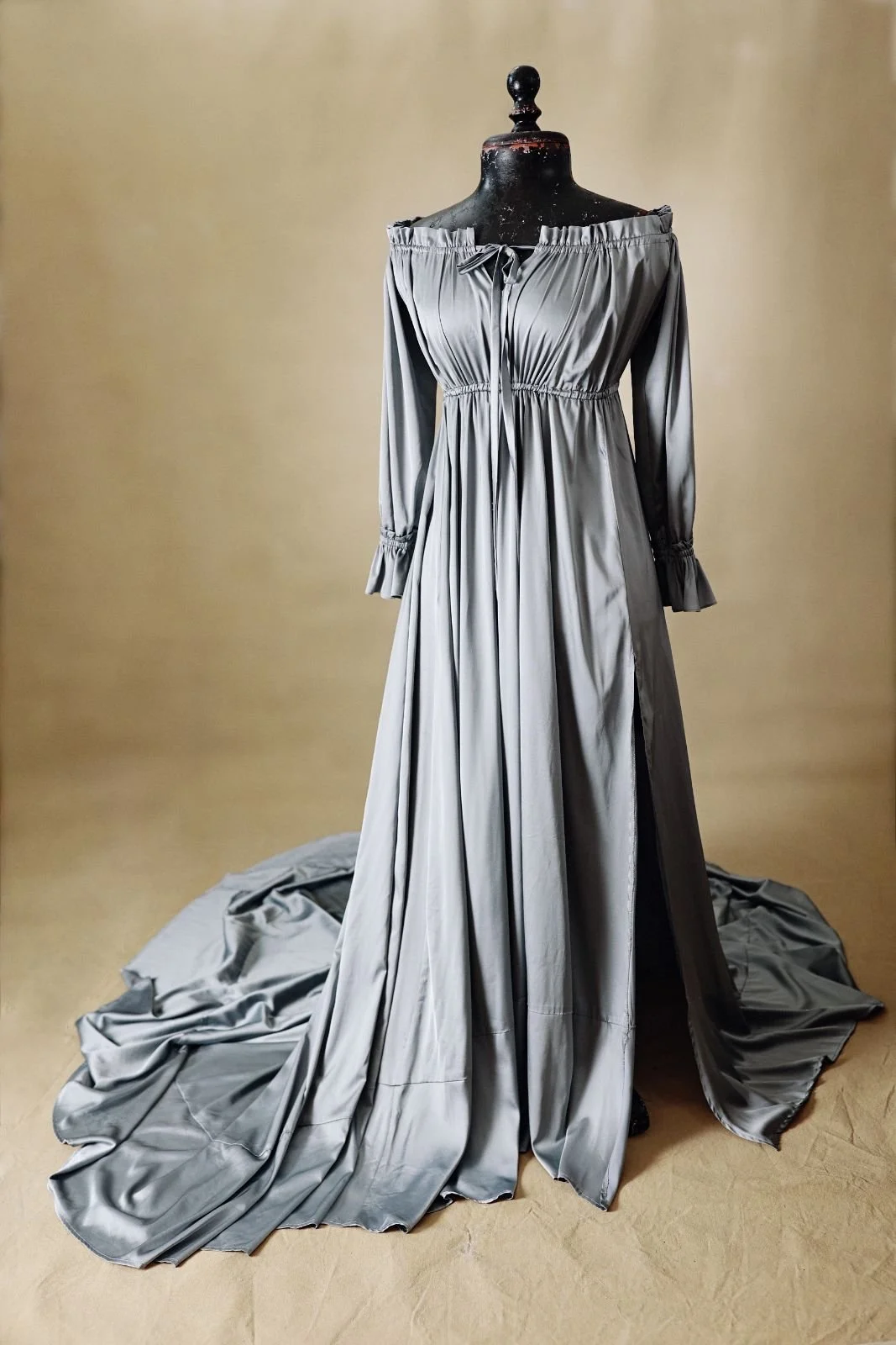 Silky Light Grey Gown with Side Slit (XS-XL)