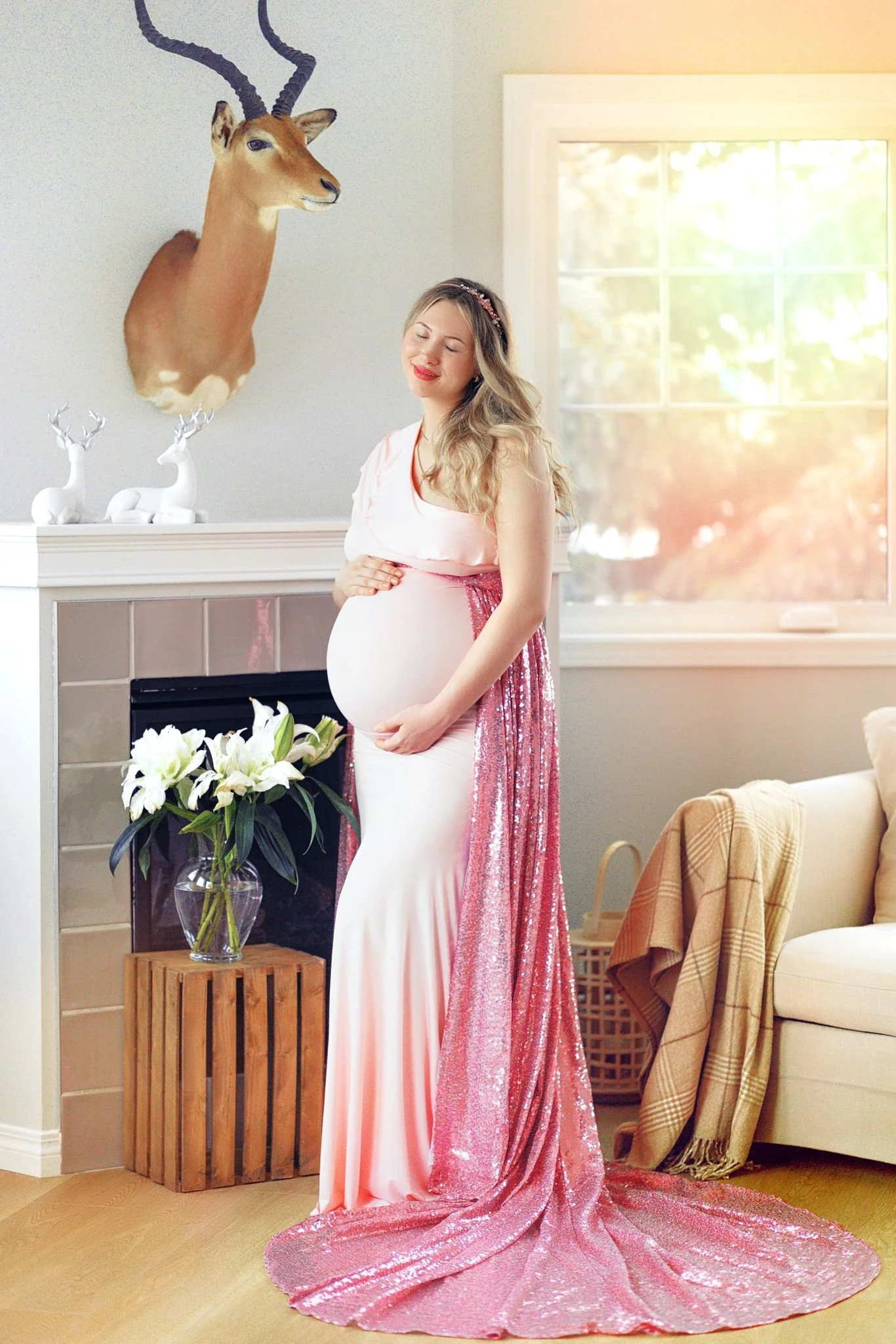 Barbie Pink Rose Dress with Sequin Tail (S-XL)