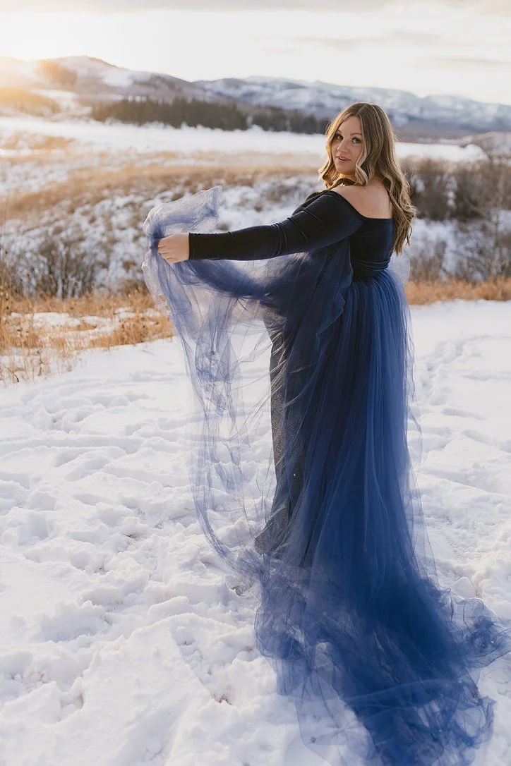 Navy Blue Tulle Dress Overskirt (XS-XL)