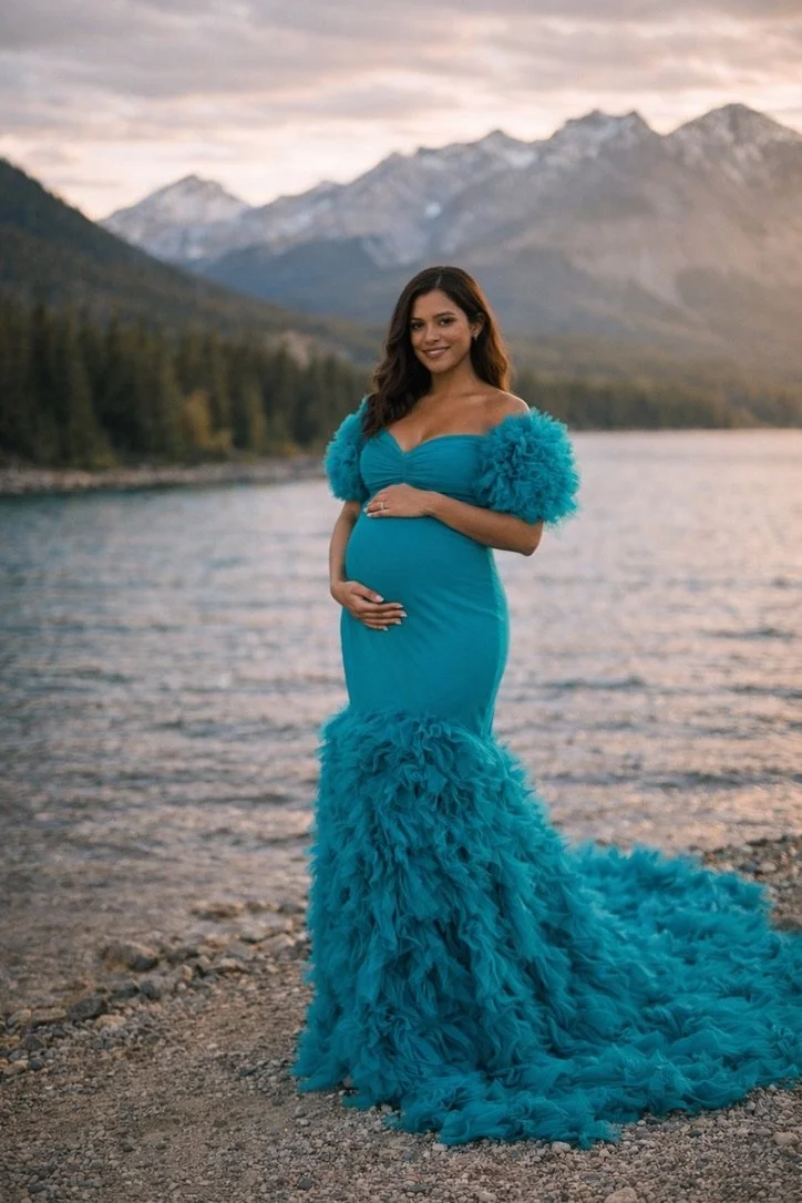 Turquoise Tulle Gown (M-L)