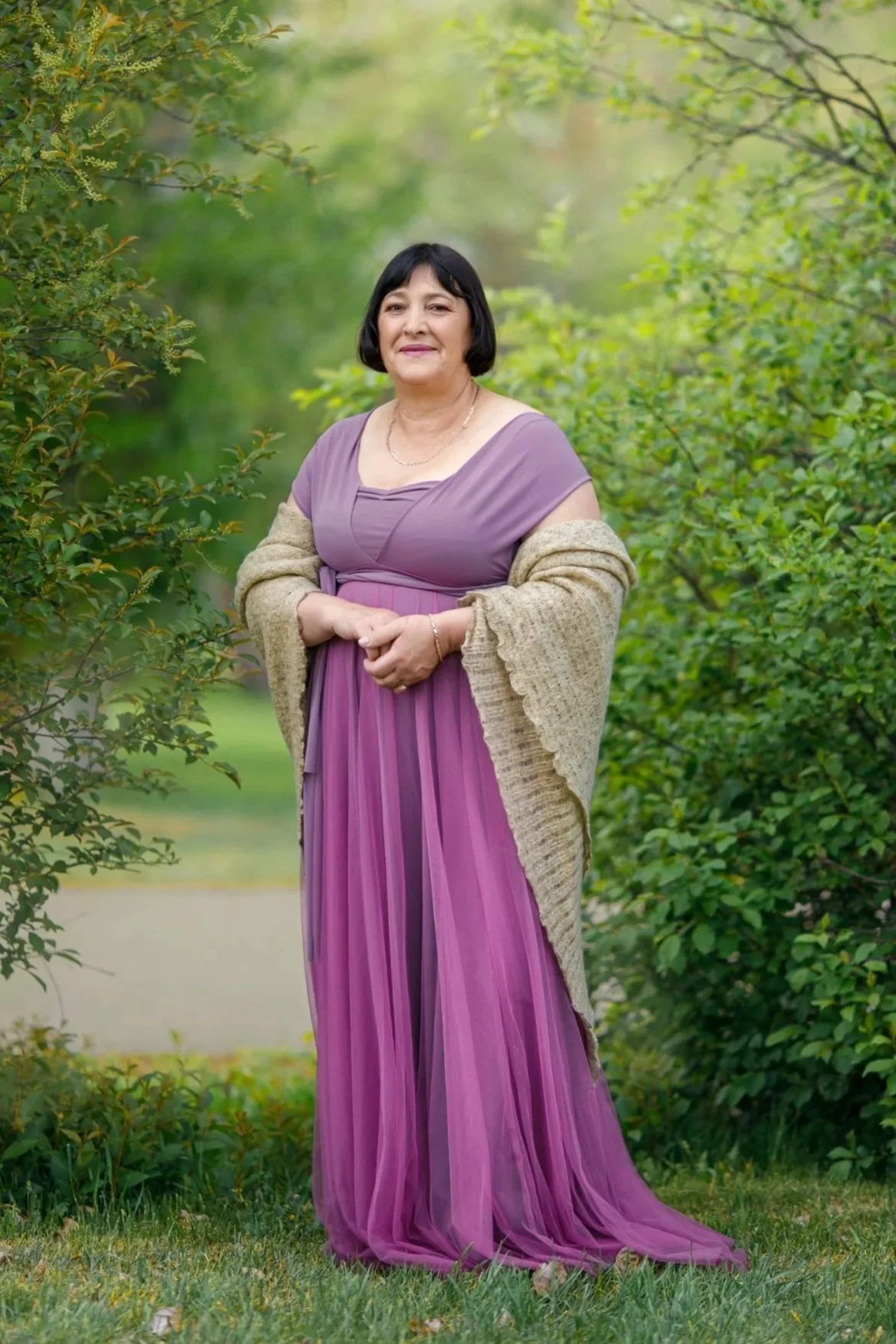 Dark Pink Tulle Wrap Dress (XS-XL)