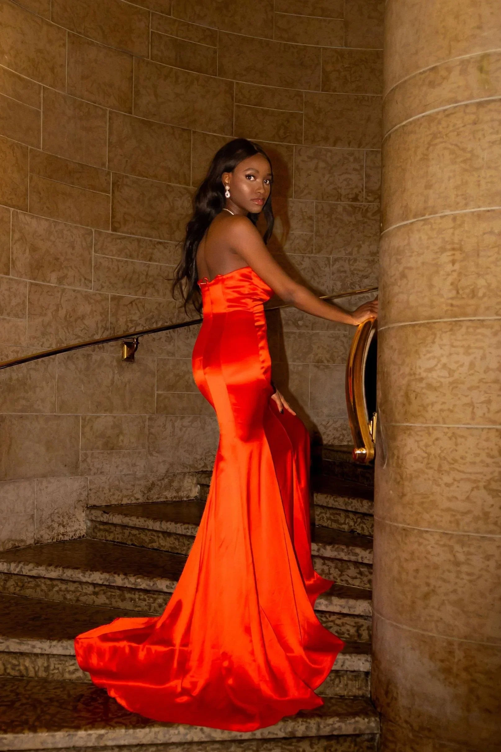 Red Satin Engagement Dress (XS-S)