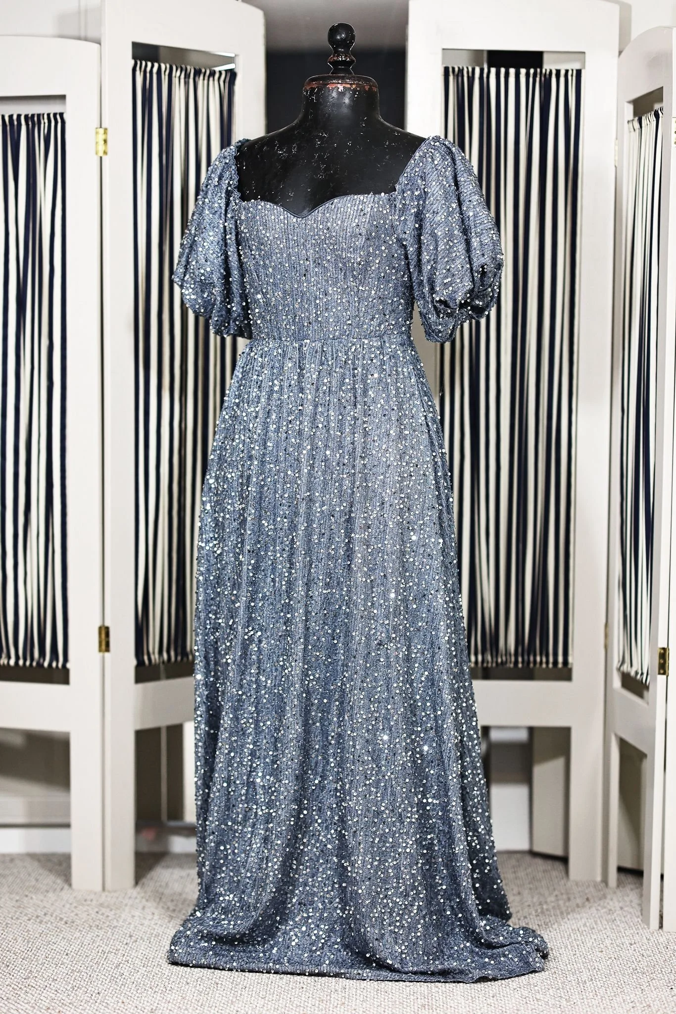 Blue sparkly sequin dress without fluffy tulle tail