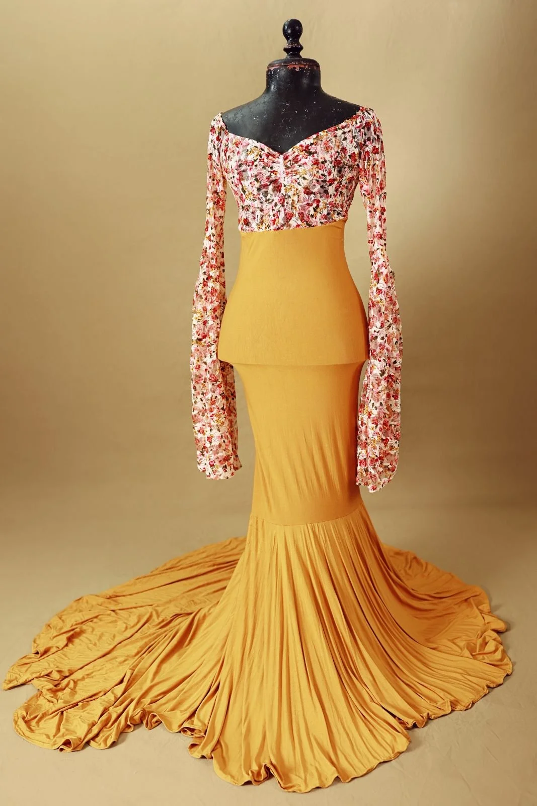 Colourful Floral Lace Designer Mermaid Gown (XS-L)