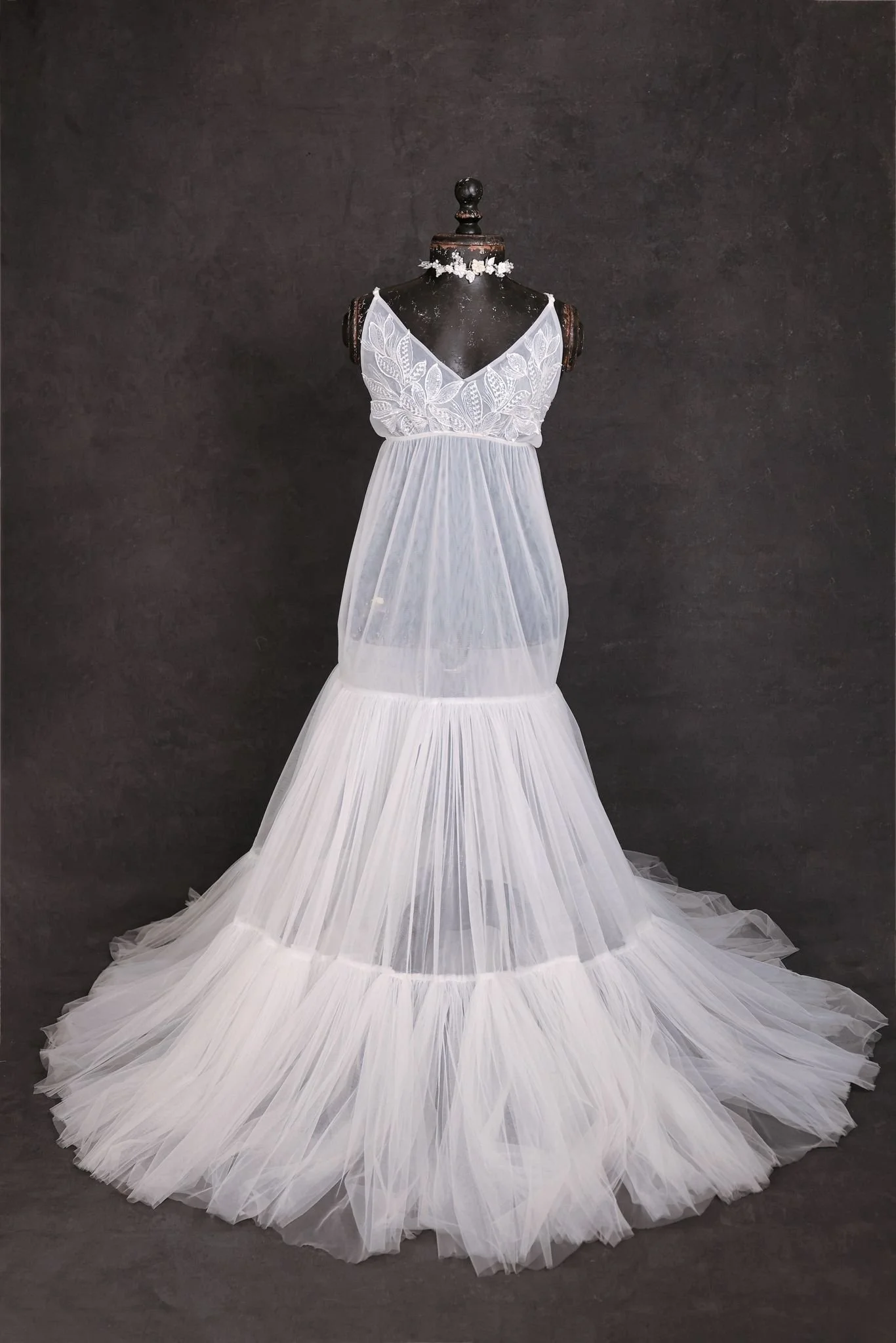 KH fashion house gown, showing just strappy dress without long sleeves attached