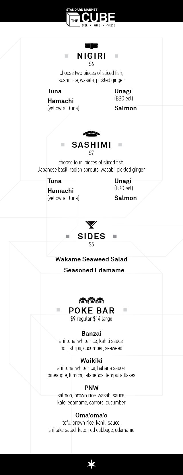 Cube Square Menu The Cube — STANDARD MARKET