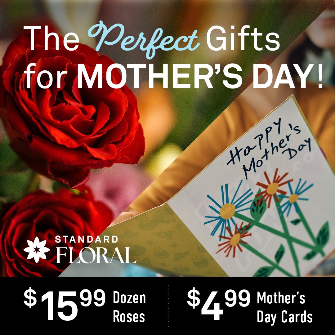 LET US help make mom feel appreciated this Mother's Day. ✨
Stop by our floral department for specials on fresh flowers and thoughtful 
cards to give mom. And check out our other specials throughout the store to complete the perfect gift. ❤️