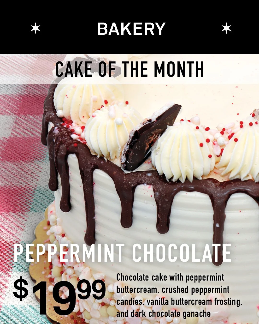 Unwrap the gift of chocolate bliss. ✨ Our new Peppermint Chocolate Cake of the Month  brings the holiday cheer in every bite.🎄🎂