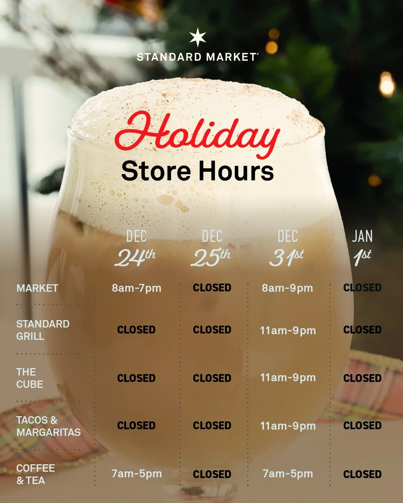 With all the hustle and bustle of the holidays, it&rsquo;s a good time to remind our customers that we will be closed on Christmas Day and New Year&rsquo;s Day. So stock up on our prepared meals and catering items so you&rsquo;re ready to relax and e