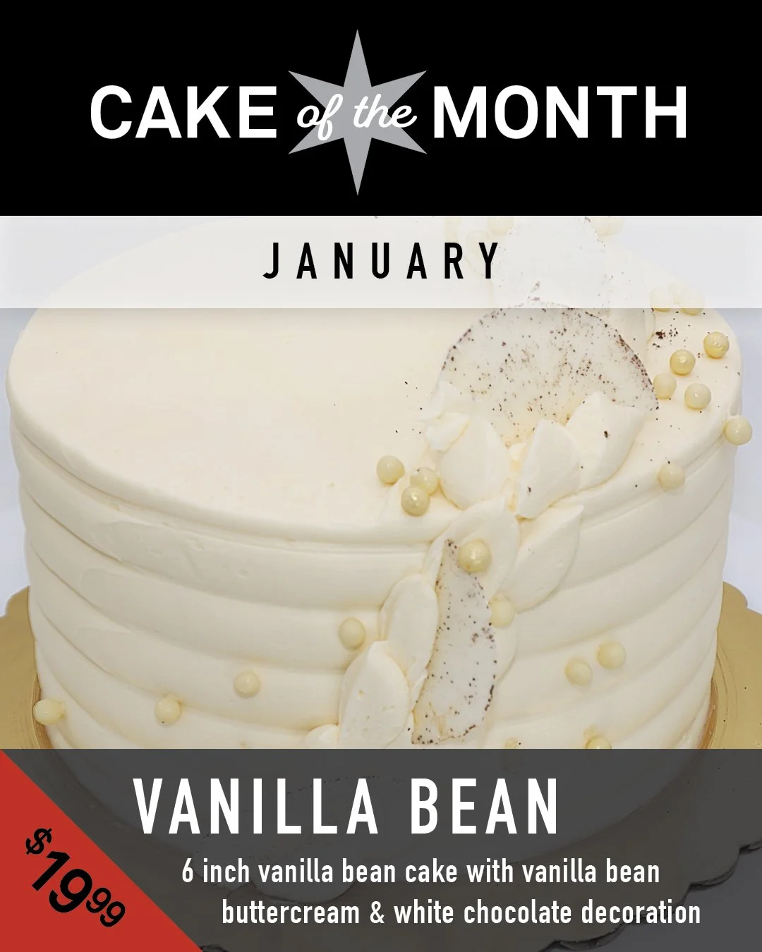 Start the year on a delicious note! Try our Vanilla Bean Cake of the Month today. 
🎂✨