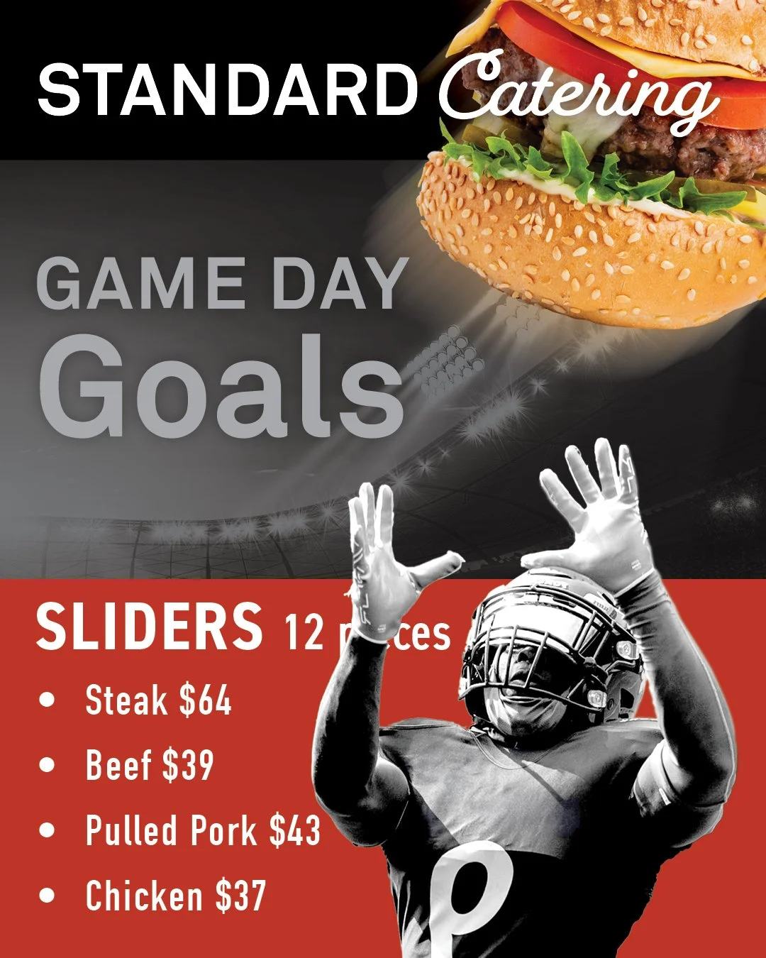 PLAN AHEAD FOR THE BIG GAME!

Standard Market Catering has everything you need to host the big game. From chips &amp; dip, to charcuterie, appetizers, and sliders. No matter how the game ends, you&rsquo;ll be a winner at the party!

Order through cat