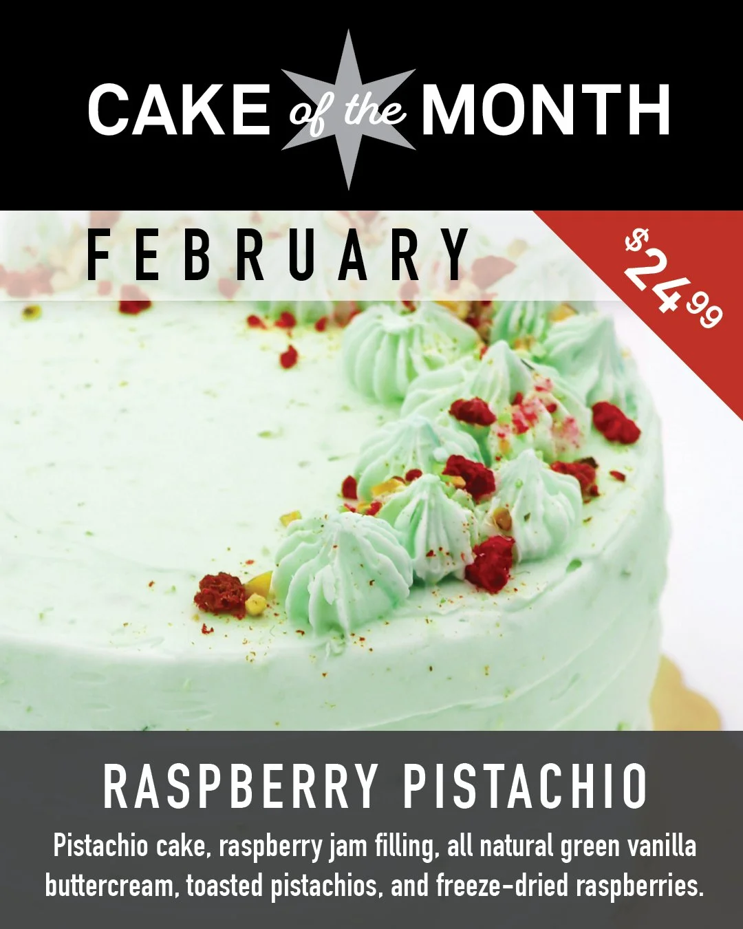 Our Raspberry Pistachio cake is the sweet treat you need this month! 🎂

Find it at our bakery department or pre-order it for your next celebration through Catering.