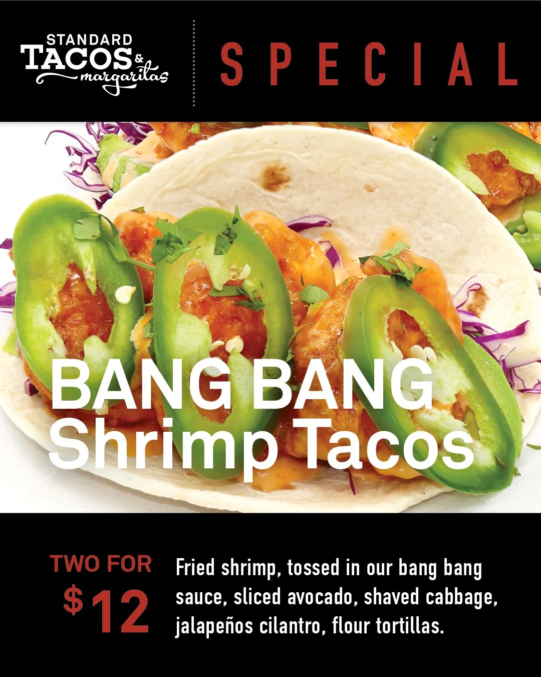 ✨ Food Specials Available March 25 through April 7th. ✨

🦐 Taco and Margaritas: Bang Bang Shrimp
🥪 The Grill: Napoletano Sandwich
🍣 Sushi and Poke Bar: Flaming Roll