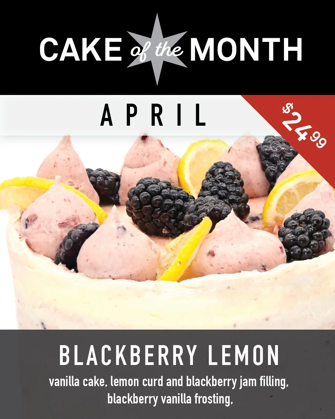 This Month's Blackberry Lemon Cake is fresh, citrusy, and berry sweet! 🍋 🍰
Available all month long in our bakery.
