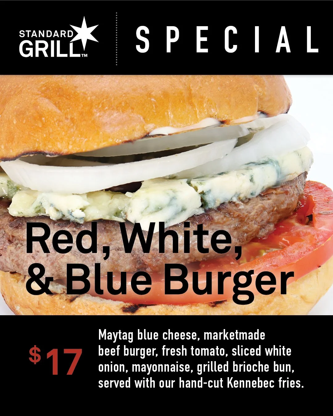It's that time of the week! ✨ New Food Specials available today through June 2.

🍔 The Grill: Red White &amp; Blue Burger $17
🍣 Sushi and Poke Bar: Angry Salmon Roll $13
🌮 Tacos &amp; Margaritas: Fried Avocado Tacos $9

Which one are you excited t