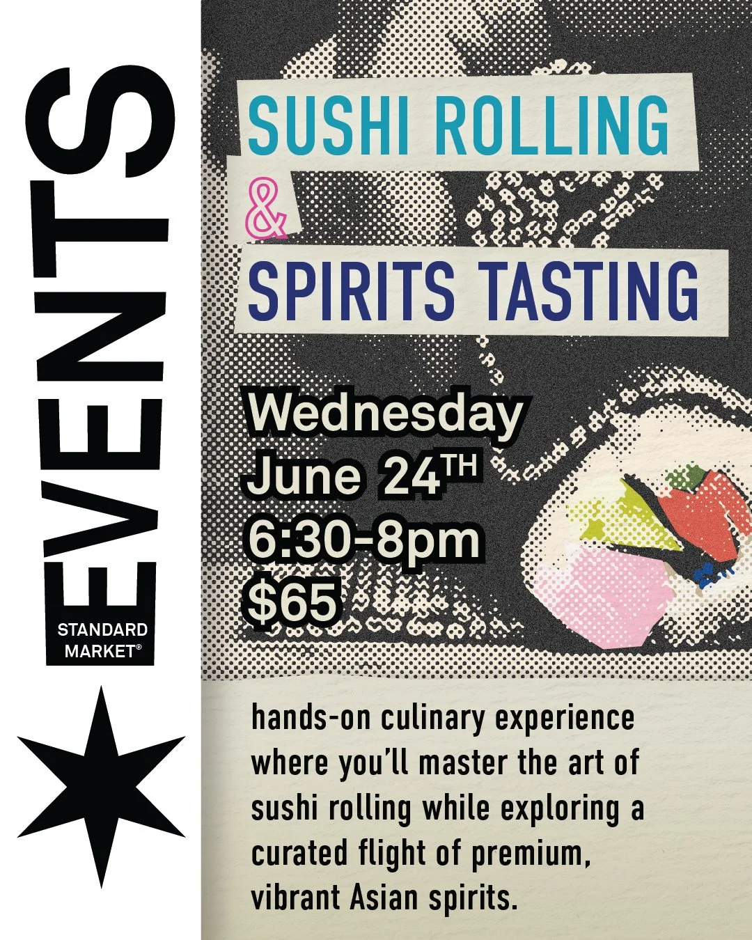 ✨Join us for a Sushi Rolling and Asian Spirits Tasting. 🍚🍣

When: Wednesday, June 24th from 6:30-8:00pm
Tickets are $65 (LINK IN BIO)
Join us for an immersive evening of Asian flavors and craftsmanship! This hands-on workshop is perfect for foodies