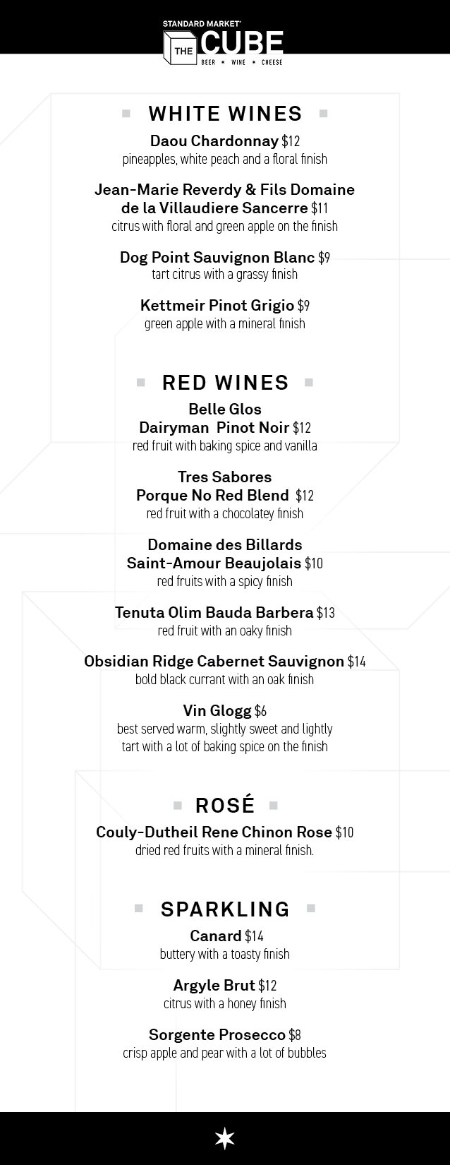 Cube Square Menu The Cube — STANDARD MARKET