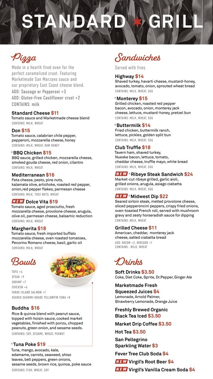 Grill Menu — STANDARD MARKET