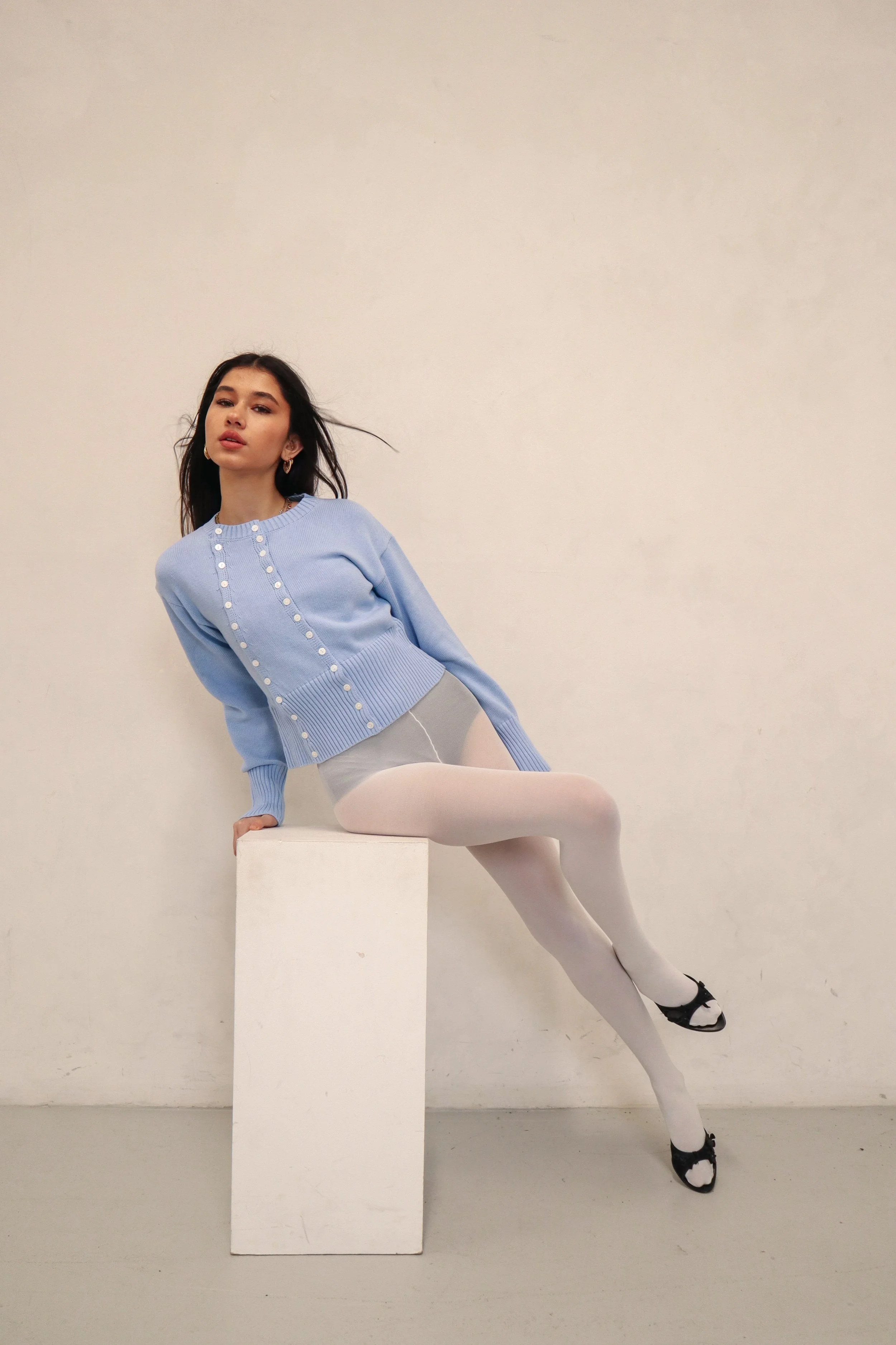 The Poet Cardigan Cornflower Blue