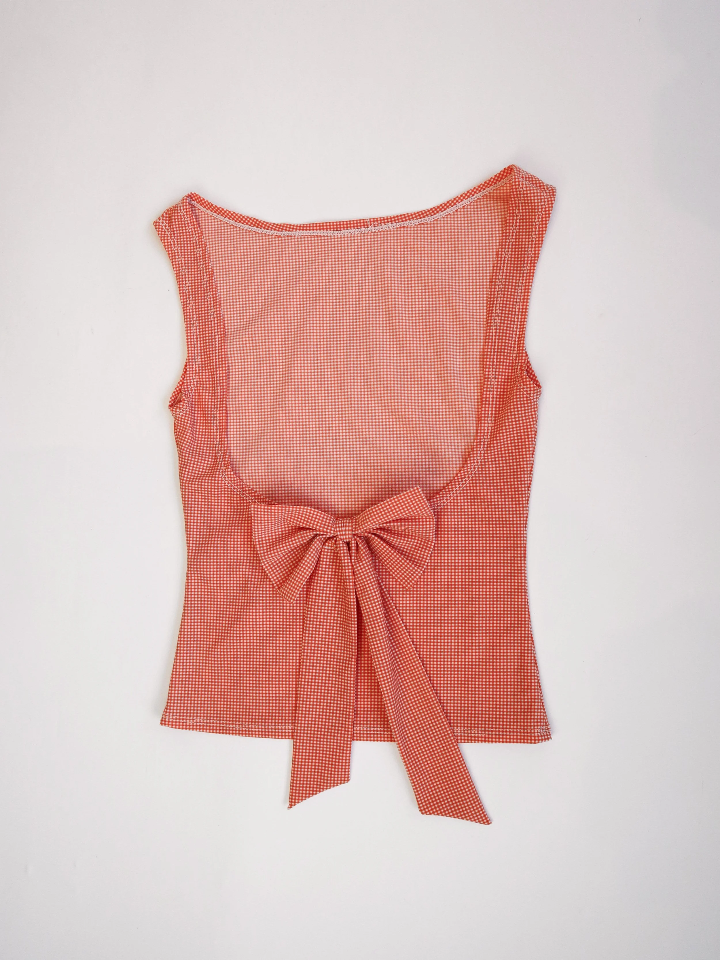 The Bow Back Tank Rust Gingham