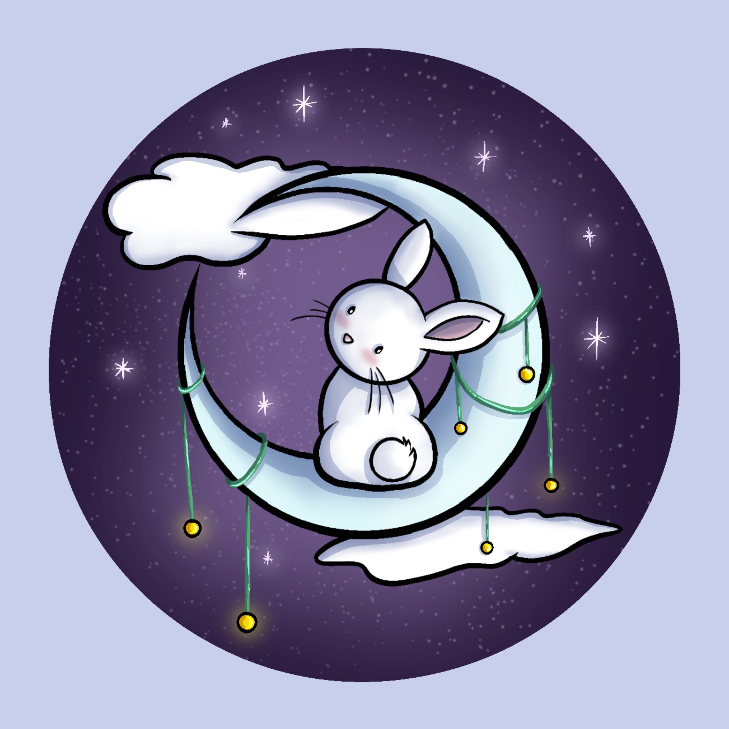 Star Gazing Space Rabbit Die-Cut Sticker