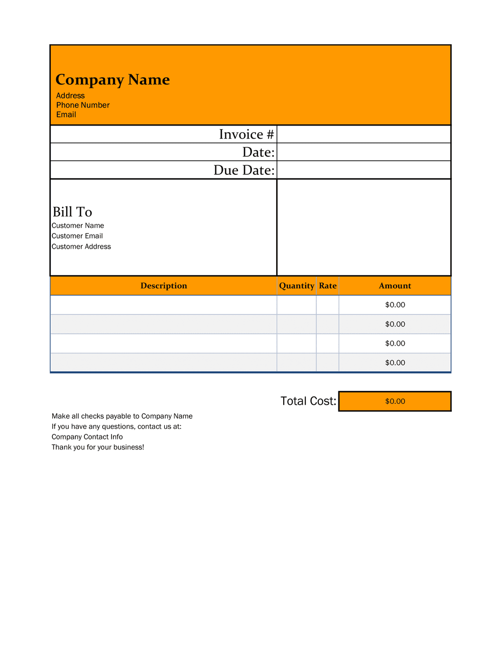 Thank You For Your Business On Invoice