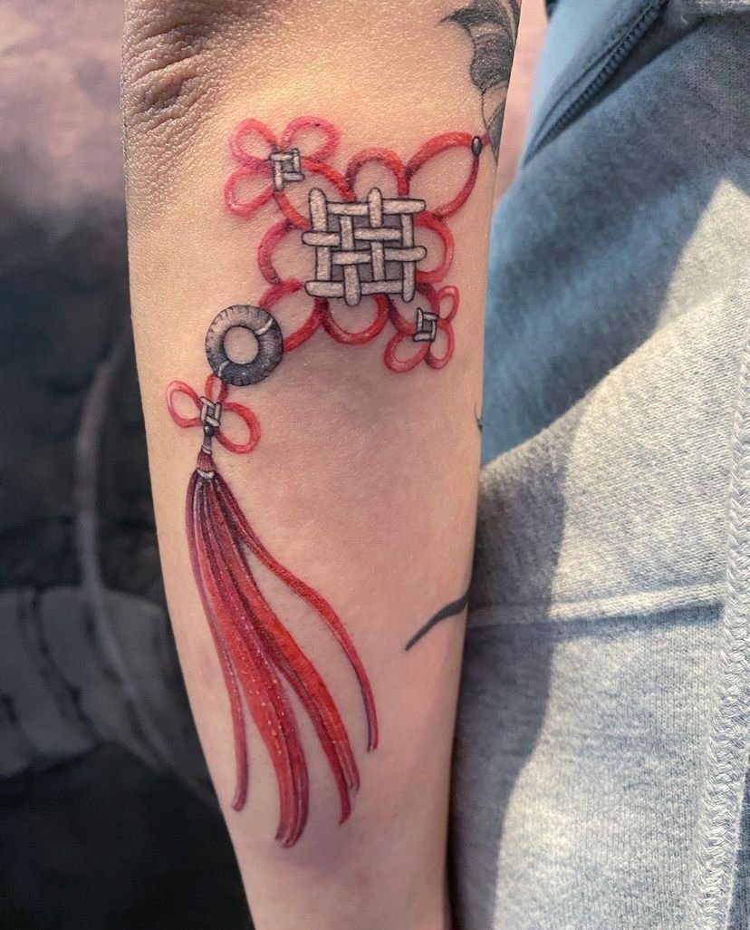 Chinese knot/norigae with cherry blossom 🌸 Custom flash design 💕  #floraltattoo #flashtattoo #flashdesign #tattoolife #tattooed #t... |  Instagram