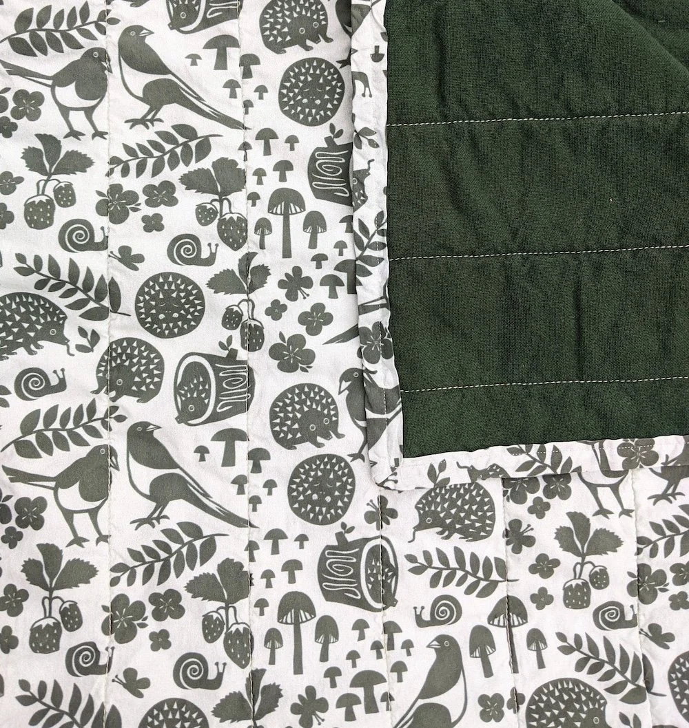 Hedgehog and Magpies Baby Blanket