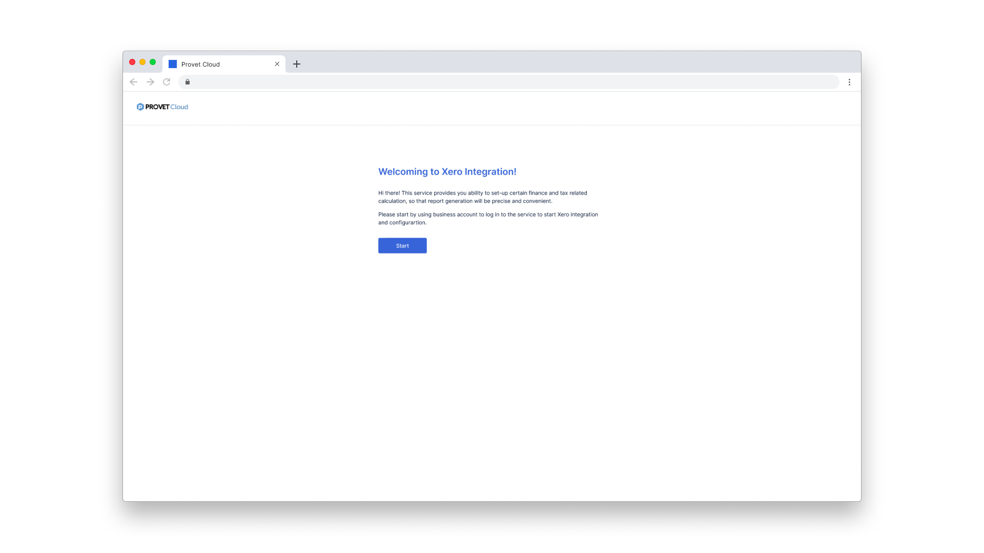 Xero welcome screen