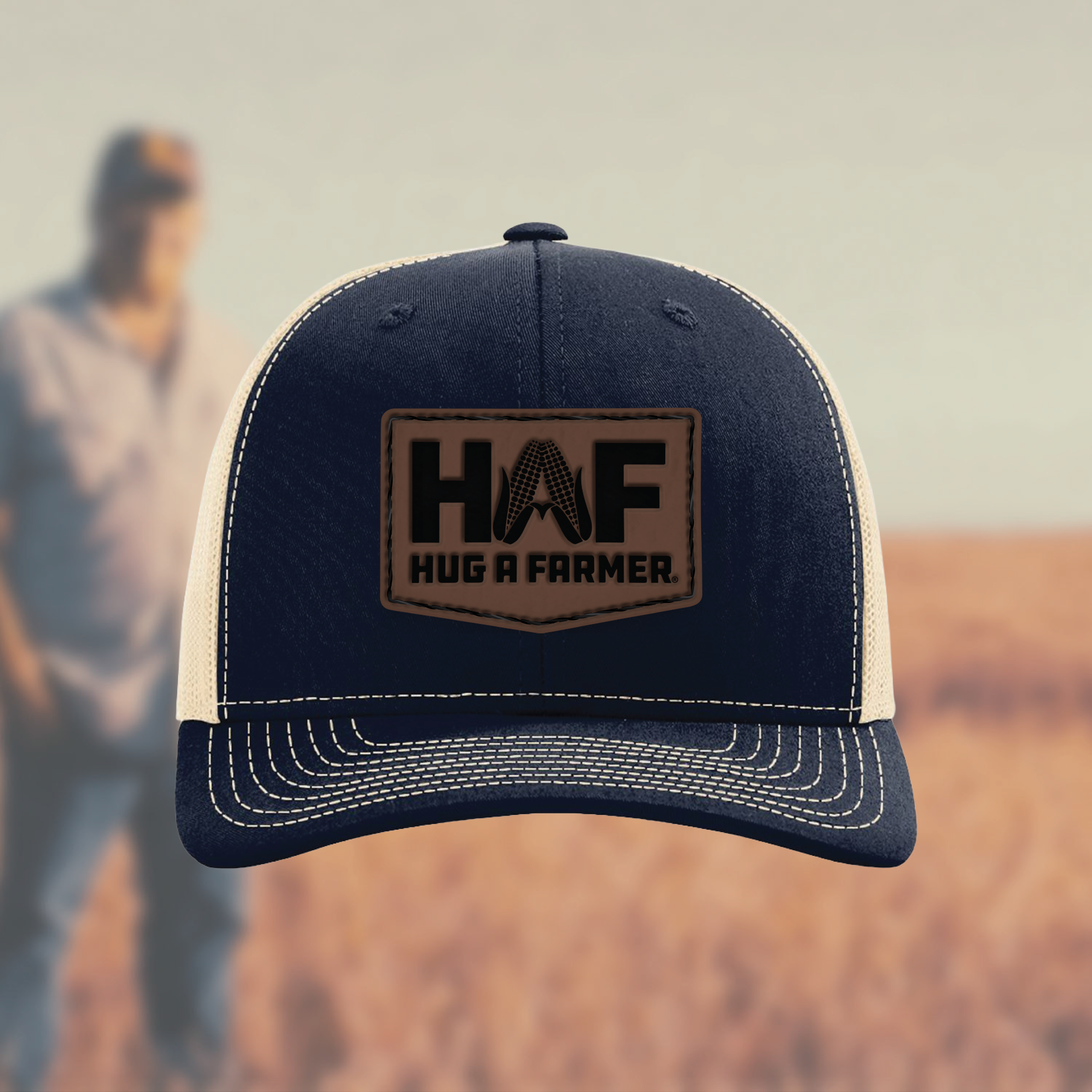 HAF Leather Patch Navy Cap