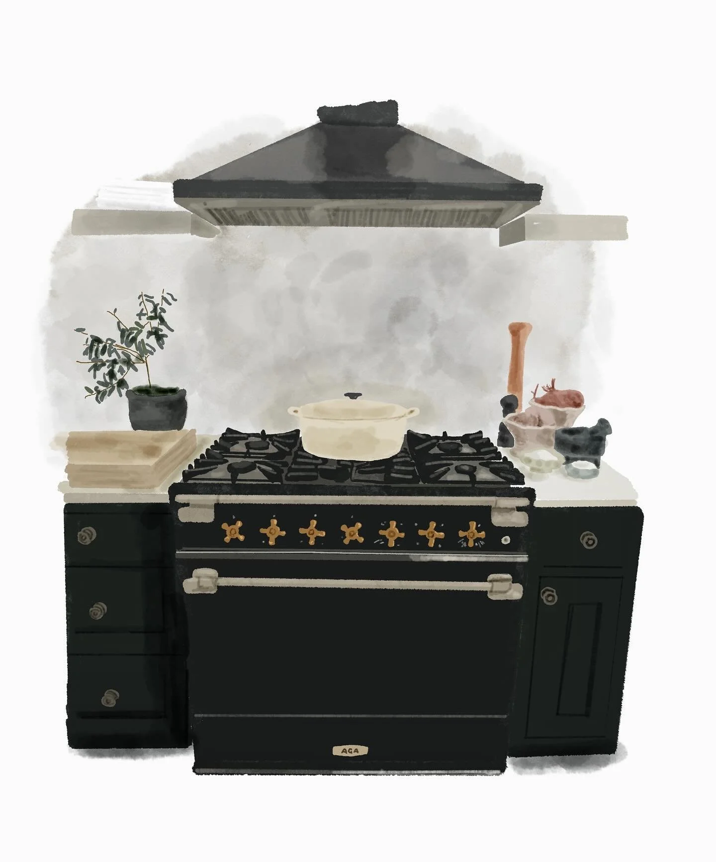 Honored to be part of a special little project coming soon! Sneak peek of my Aga range, illustrated by @erinsiaowork ☺️👌🏻🖤@aga_cookers