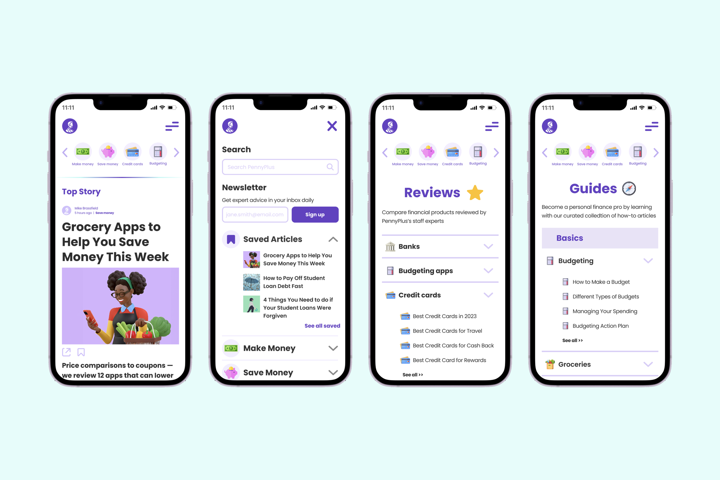 PennyPlus | Website key screens