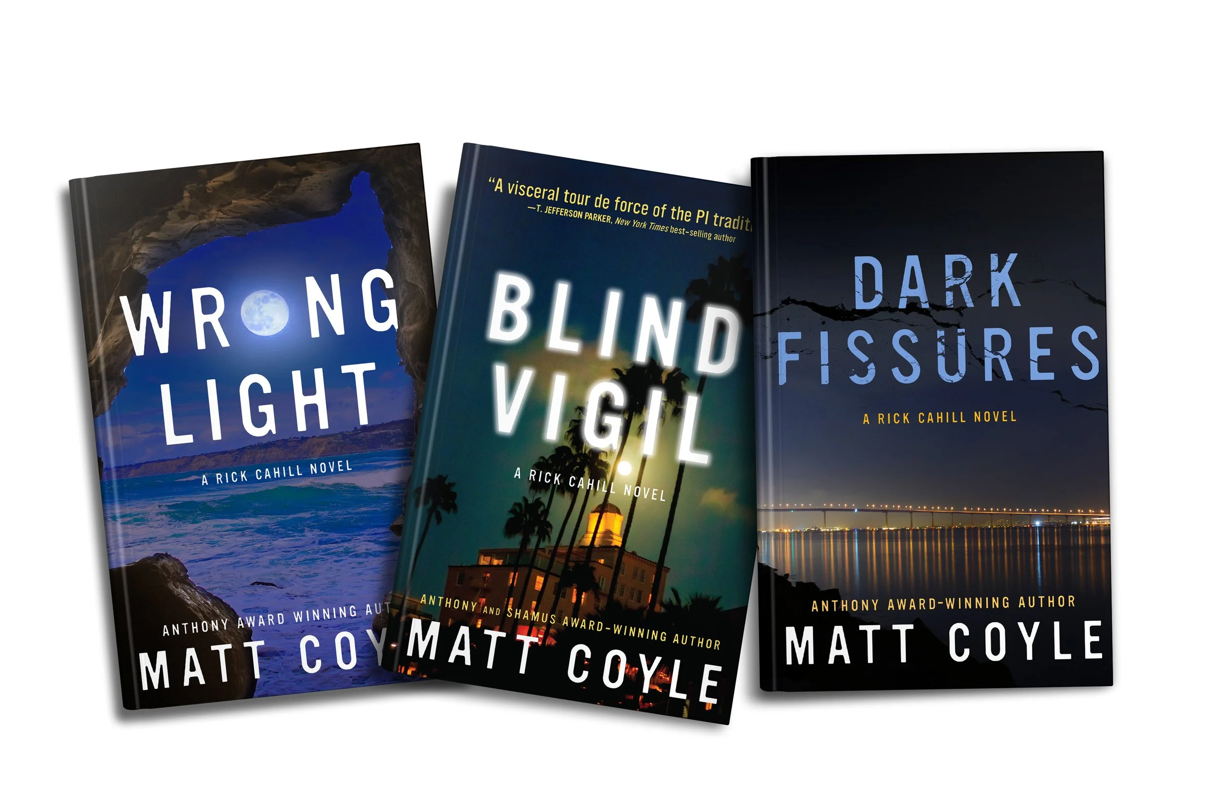 Rick Cahill Mystery series | Matt Coyle (Oceanview Publishing) 🏆 Shamus Award, Lefty Award, and San Diego Book Award finalist (Wrong Light); Winner of the Shamus Award and nominated for Macavity, Barry, and Lefty Awards (Blind Vigil); Finalist for t