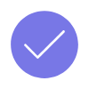 Blue circular icon with a check mark inside