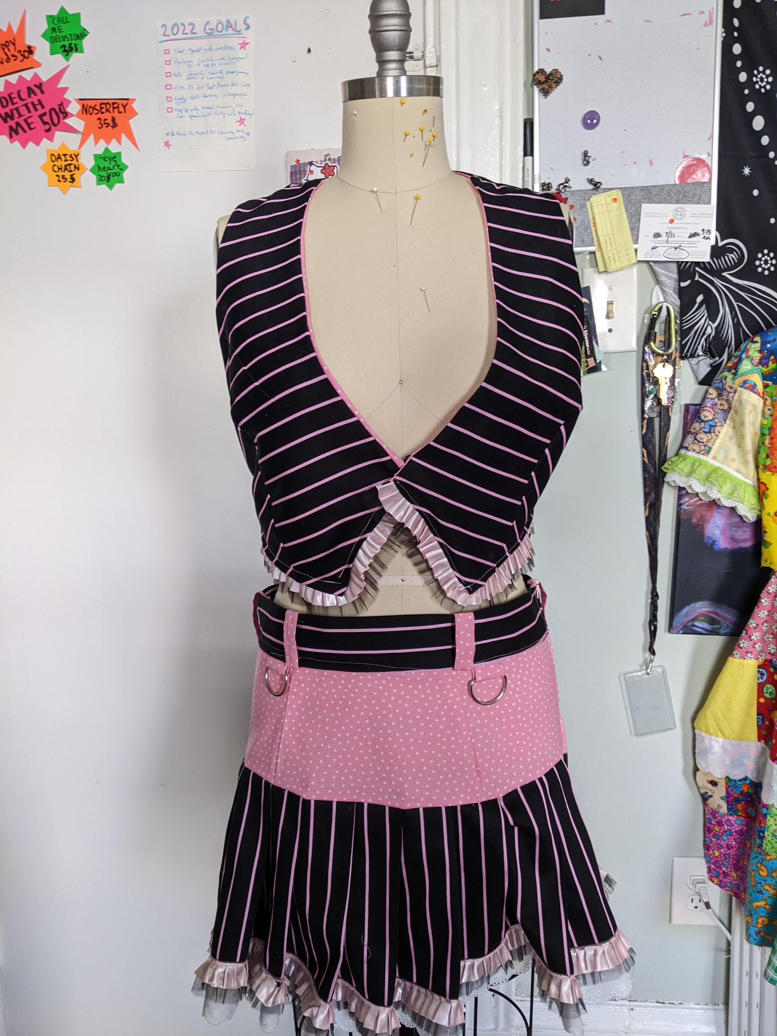Skirt with matching vest, on size 12 dress form